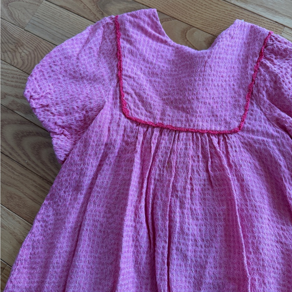 Zara Pink Textured Puff-Sleeve Dress - Picture 4 of 6